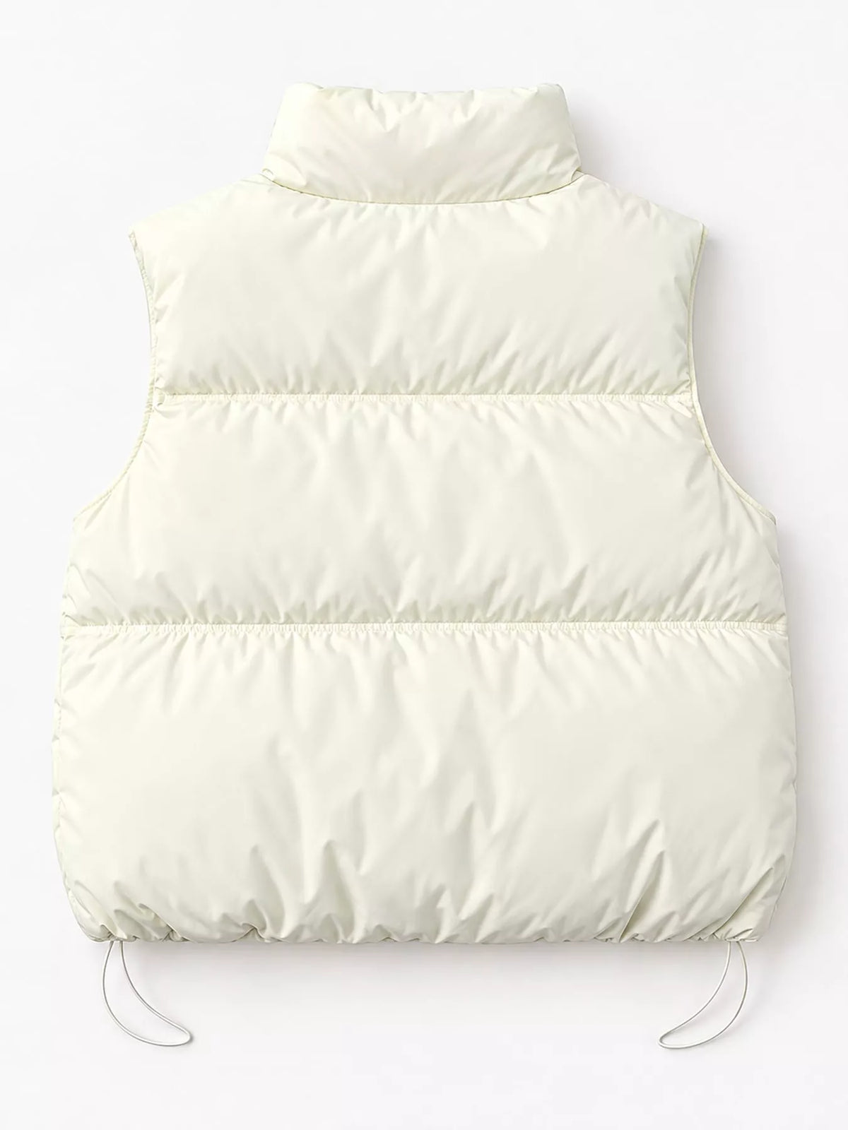 Drawstring Snap Down Puffer Vest Coat - White - View 13