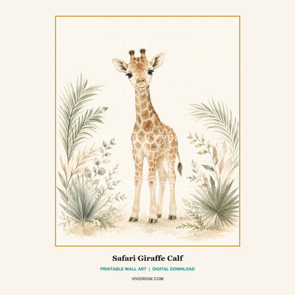Neutral Safari Nursery Printable Wall Art Set artwork preview 1 by Vivid Row