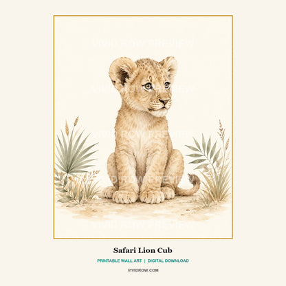 Neutral Safari Nursery Printable Wall Art Set artwork preview 2 by Vivid Row