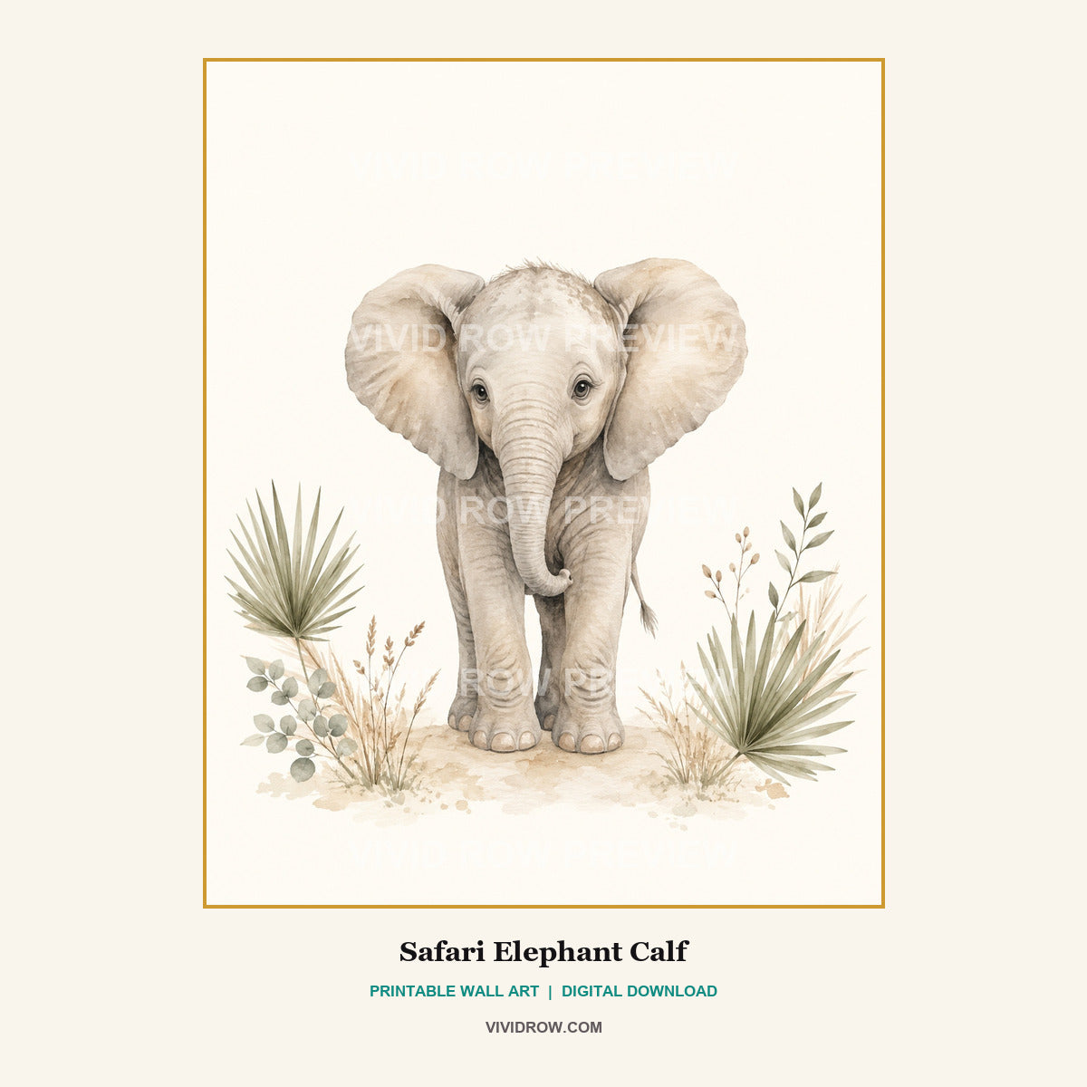 Neutral Safari Nursery Printable Wall Art Set artwork preview 3 by Vivid Row