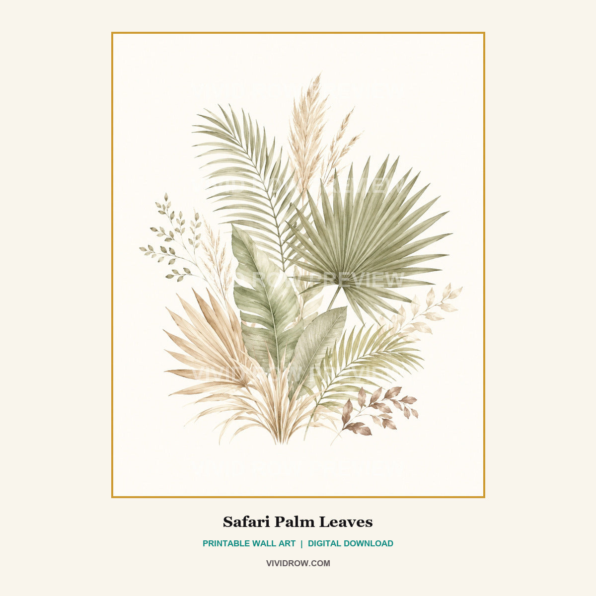 Neutral Safari Nursery Printable Wall Art Set artwork preview 4 by Vivid Row