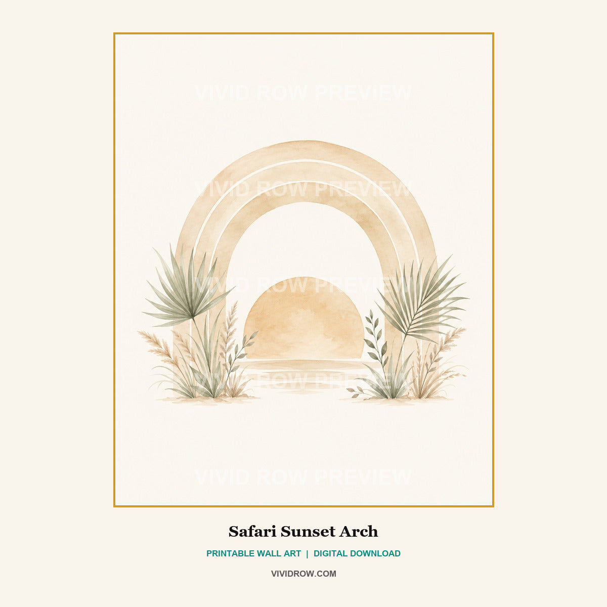 Neutral Safari Nursery Printable Wall Art Set artwork preview 5 by Vivid Row