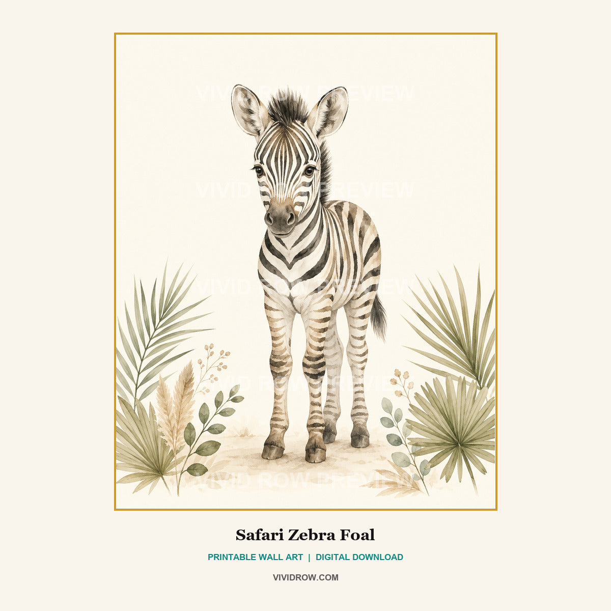 Neutral Safari Nursery Printable Wall Art Set artwork preview 6 by Vivid Row