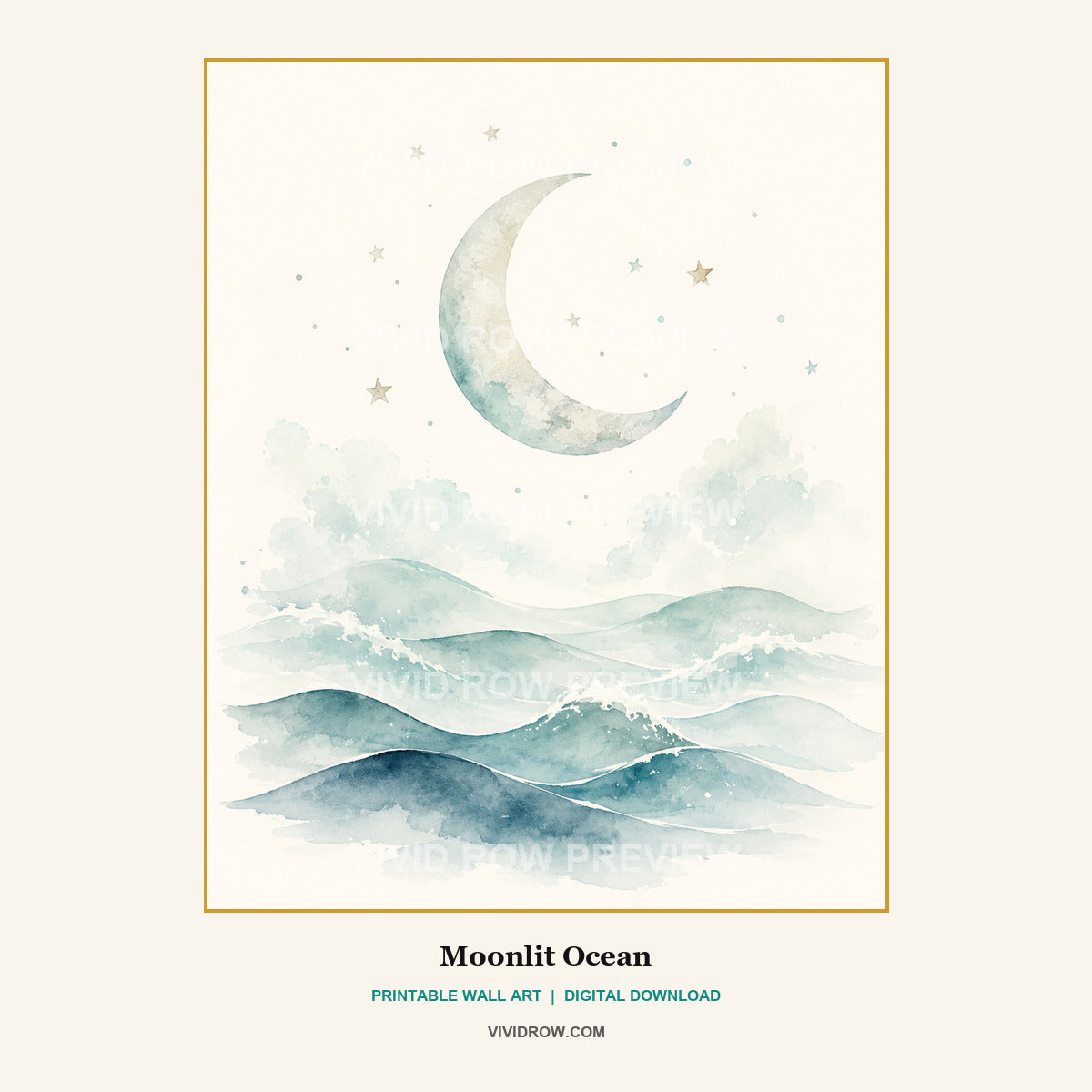 Ocean Nursery Printable Wall Art Set artwork preview 2 by Vivid Row
