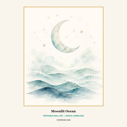 Ocean Nursery Printable Wall Art Set artwork preview 2 by Vivid Row