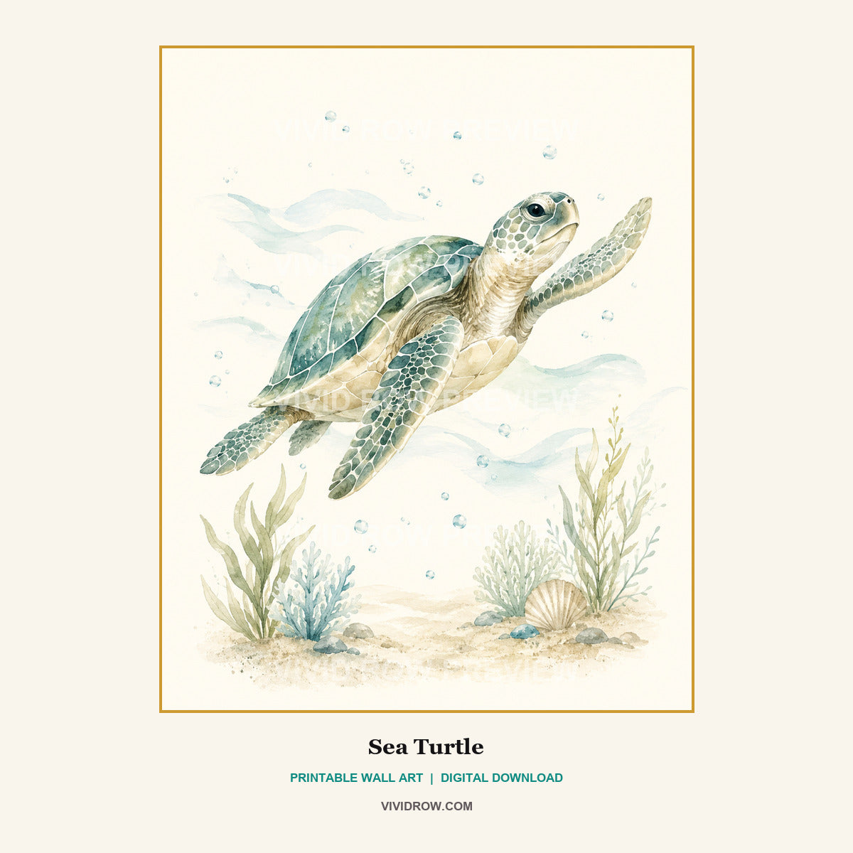 Ocean Nursery Printable Wall Art Set artwork preview 4 by Vivid Row