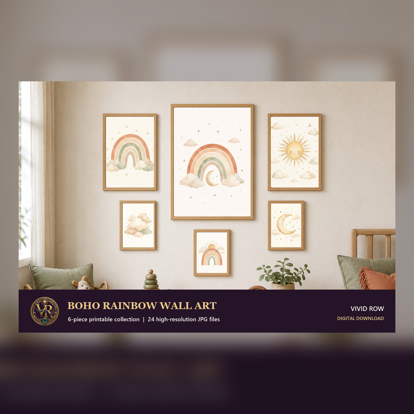 Boho Rainbow Printable Wall Art Set