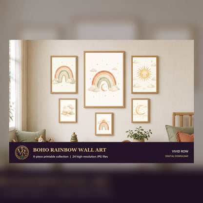 Boho Rainbow Printable Wall Art Set