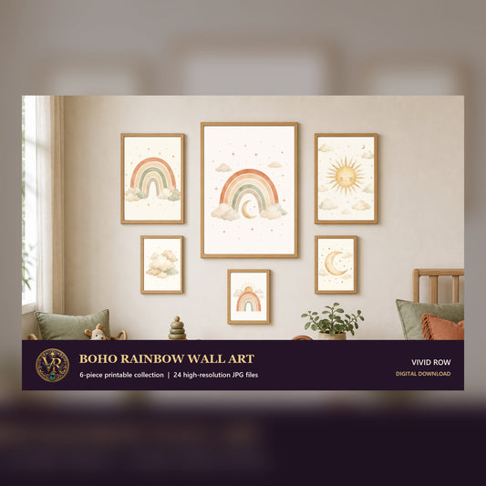 Boho Rainbow Printable Wall Art Set