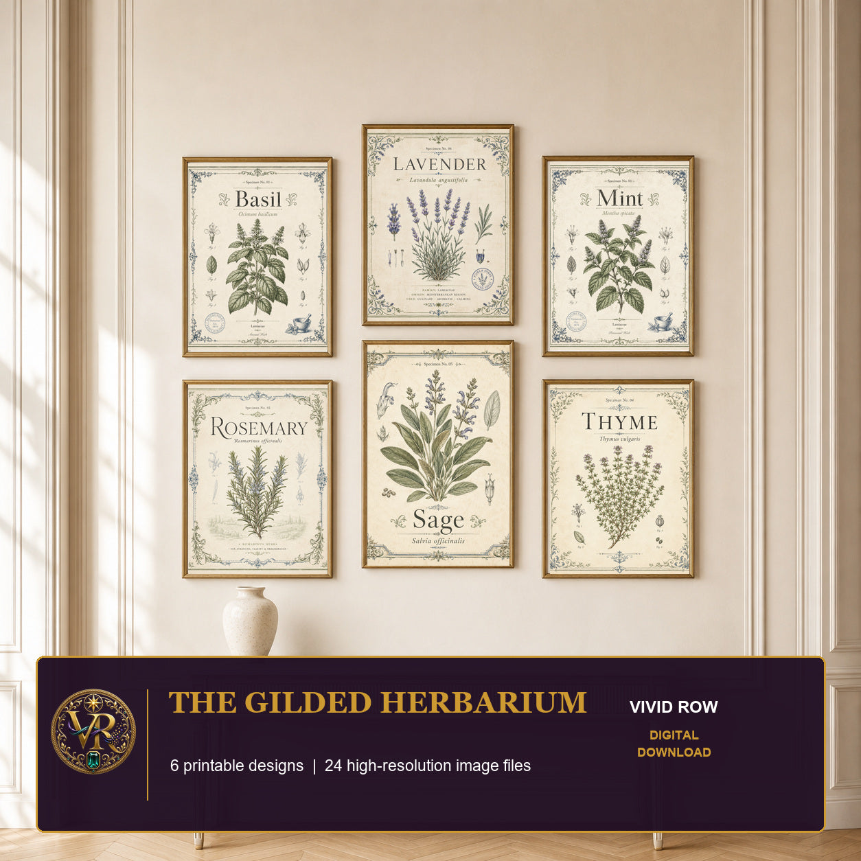 The Gilded Herbarium Printable Wall Art Set by Vivid Row