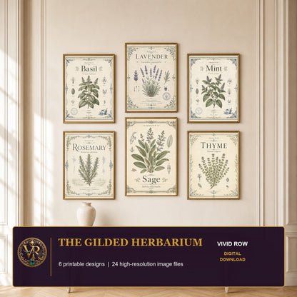 The Gilded Herbarium Printable Wall Art Set by Vivid Row