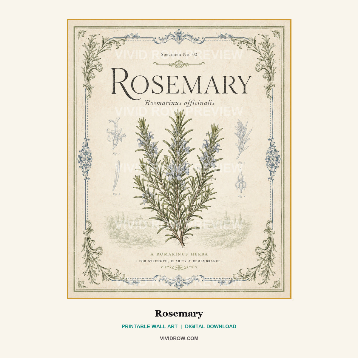 The Gilded Herbarium Printable Wall Art Set artwork preview 4 by Vivid Row