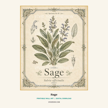 The Gilded Herbarium Printable Wall Art Set artwork preview 5 by Vivid Row