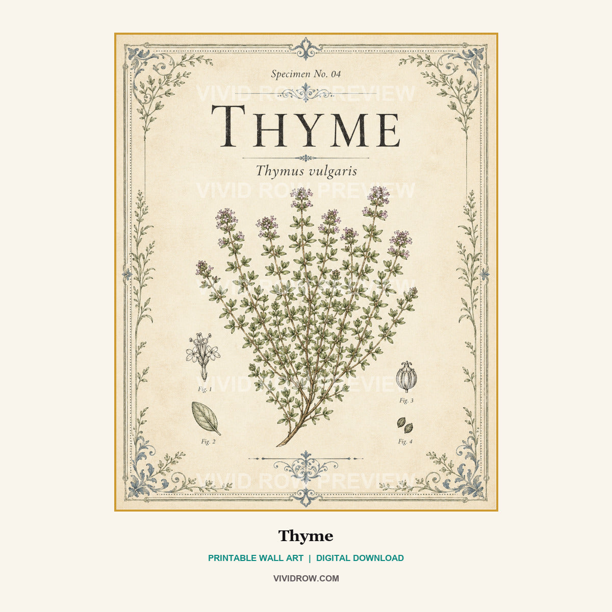The Gilded Herbarium Printable Wall Art Set artwork preview 6 by Vivid Row