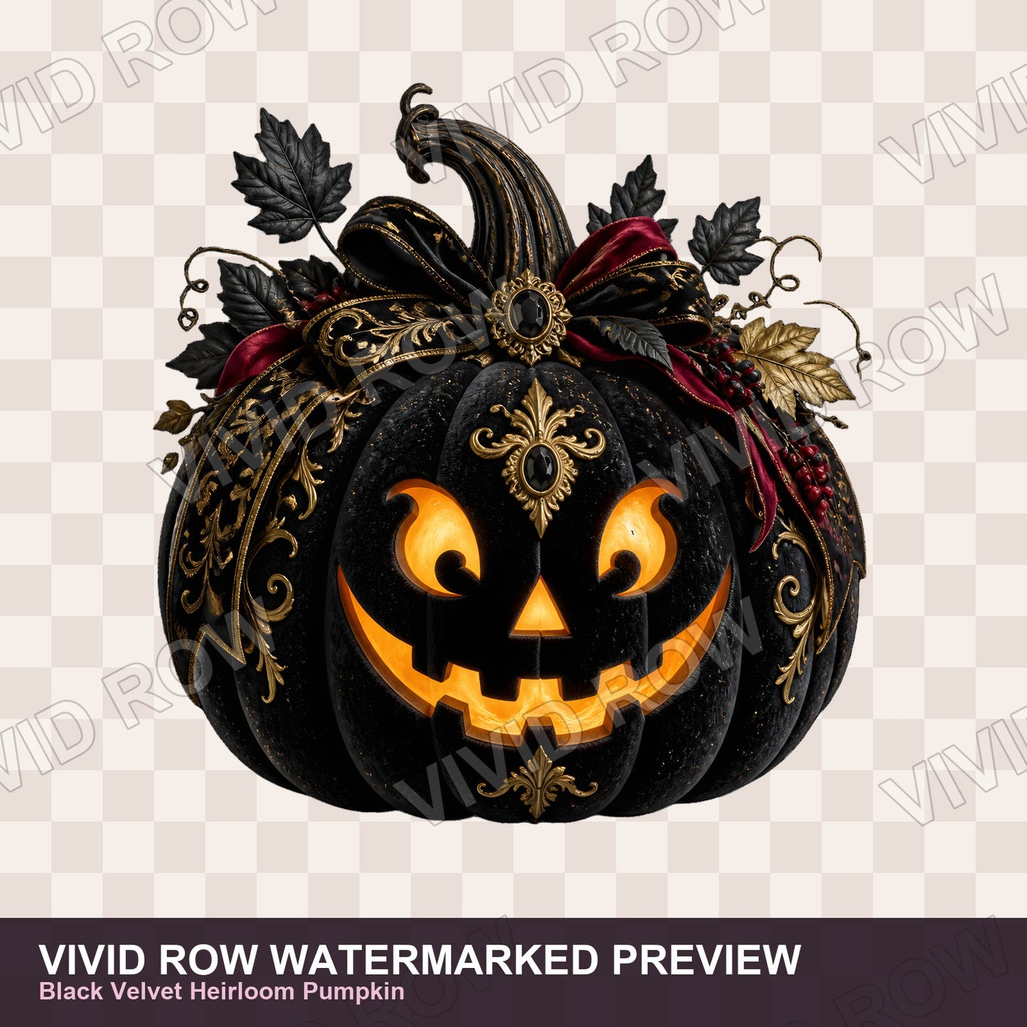Gothic Halloween Pumpkin Clipart Bundle