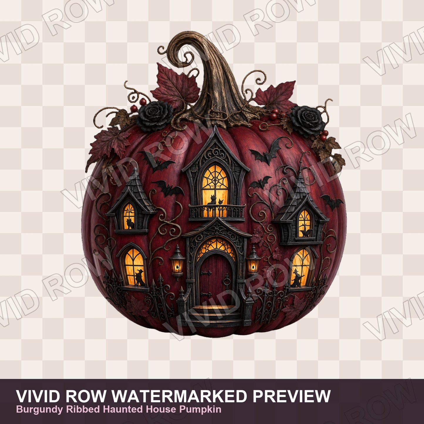 Gothic Halloween Pumpkin Clipart Bundle