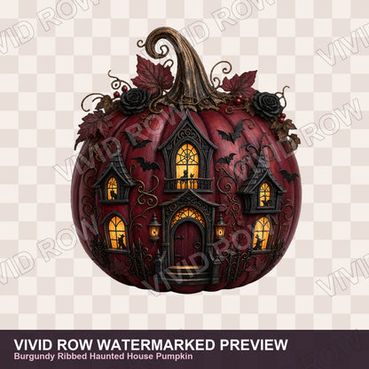 Gothic Halloween Pumpkin Clipart Bundle