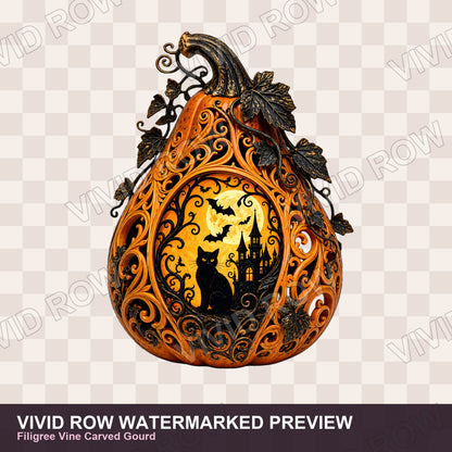 Gothic Halloween Pumpkin Clipart Bundle