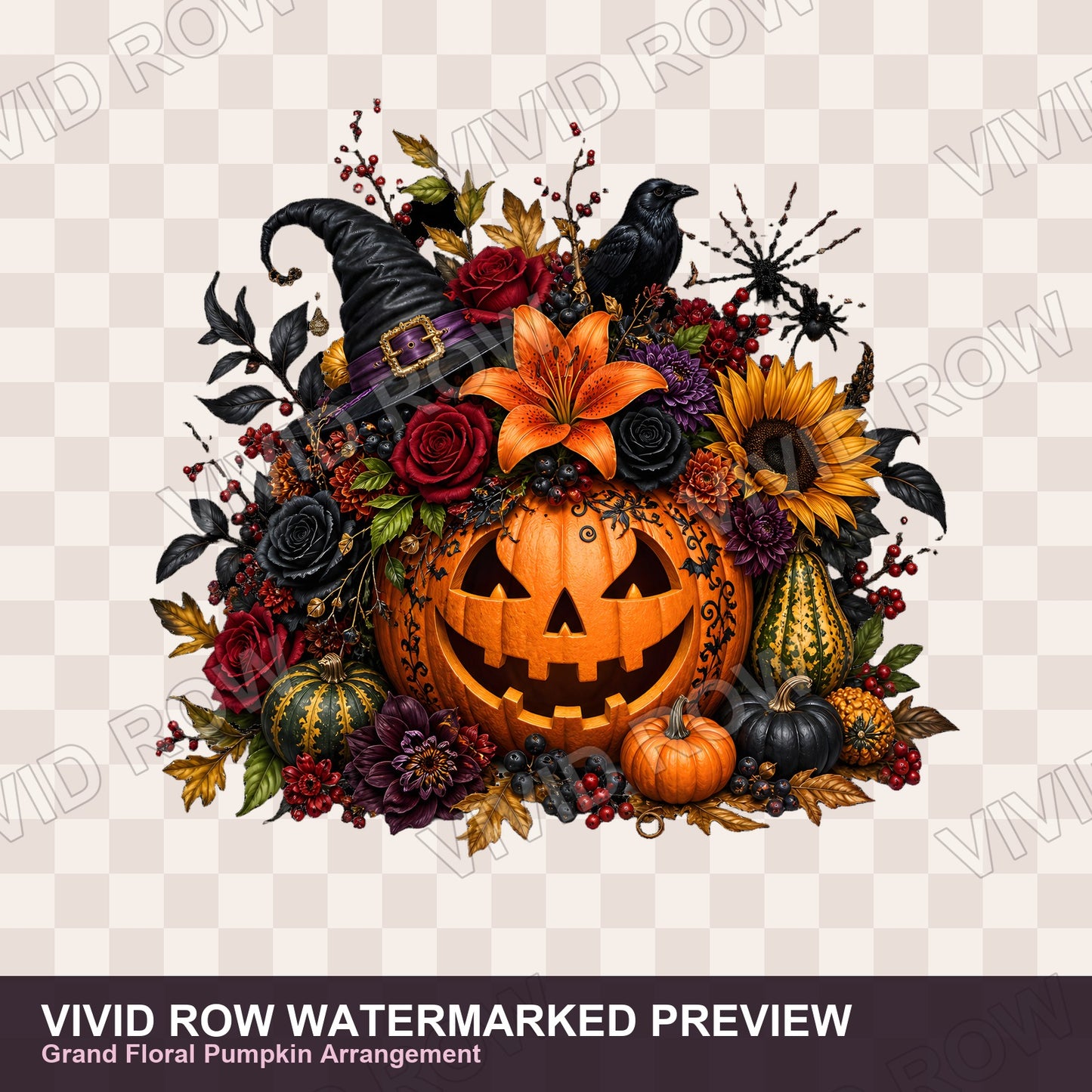 Gothic Halloween Pumpkin Clipart Bundle