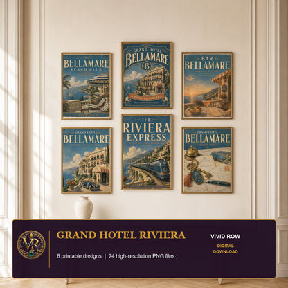 Grand Hotel Riviera Printable Wall Art Set by Vivid Row