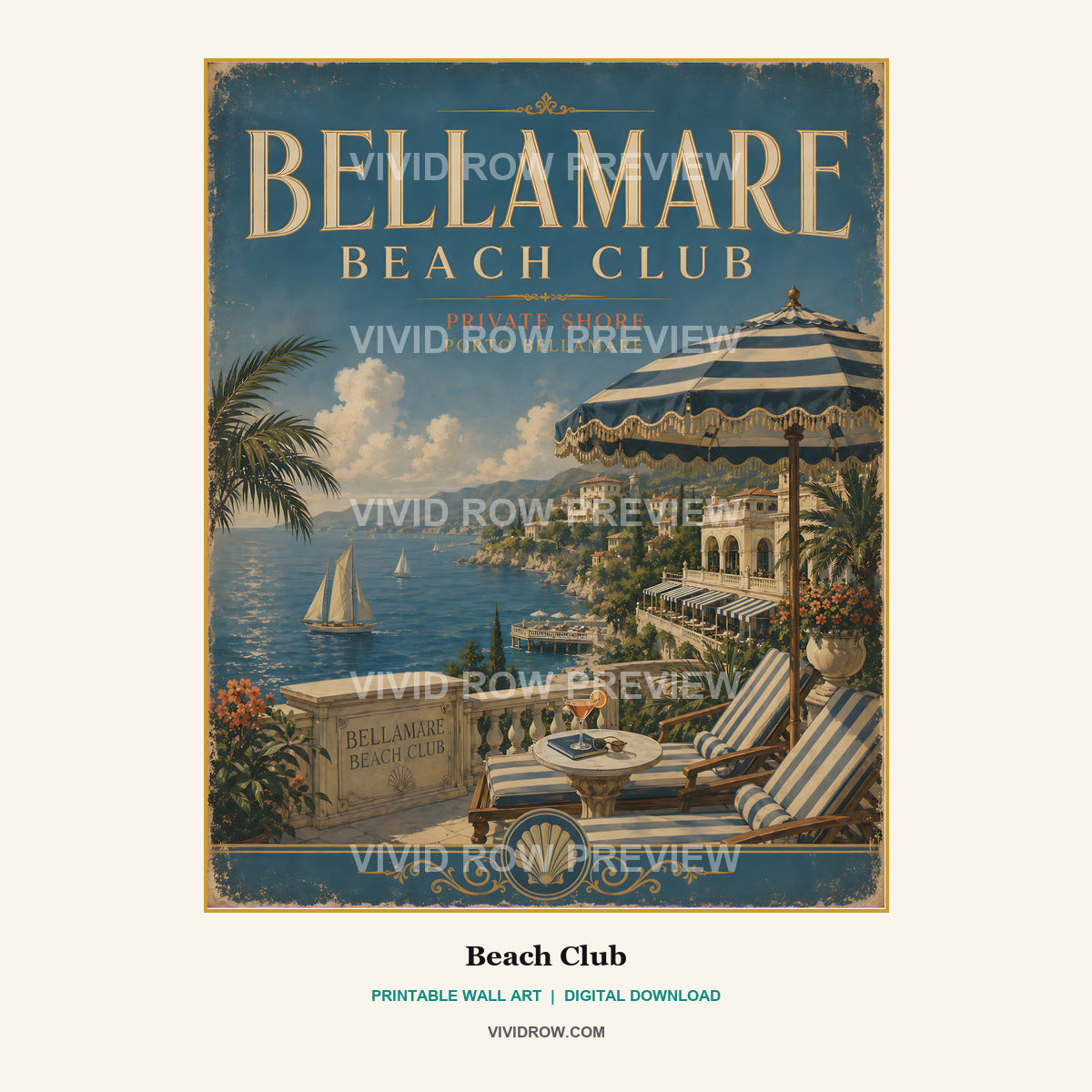 Grand Hotel Riviera Printable Wall Art Set artwork preview 1 by Vivid Row