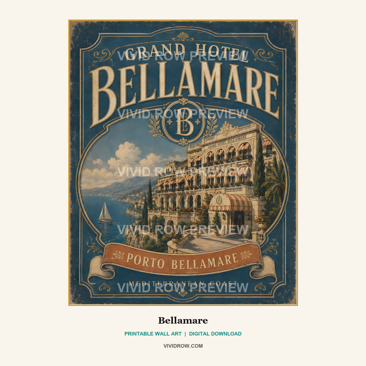 Grand Hotel Riviera Printable Wall Art Set artwork preview 2 by Vivid Row