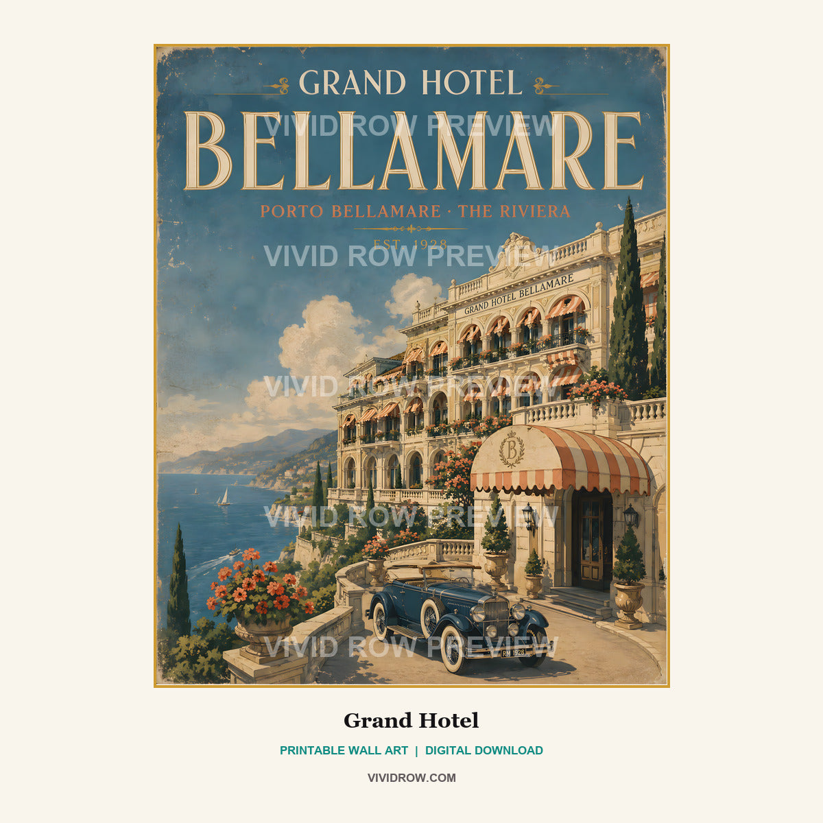Grand Hotel Riviera Printable Wall Art Set artwork preview 4 by Vivid Row
