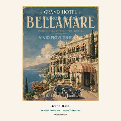 Grand Hotel Riviera Printable Wall Art Set artwork preview 4 by Vivid Row