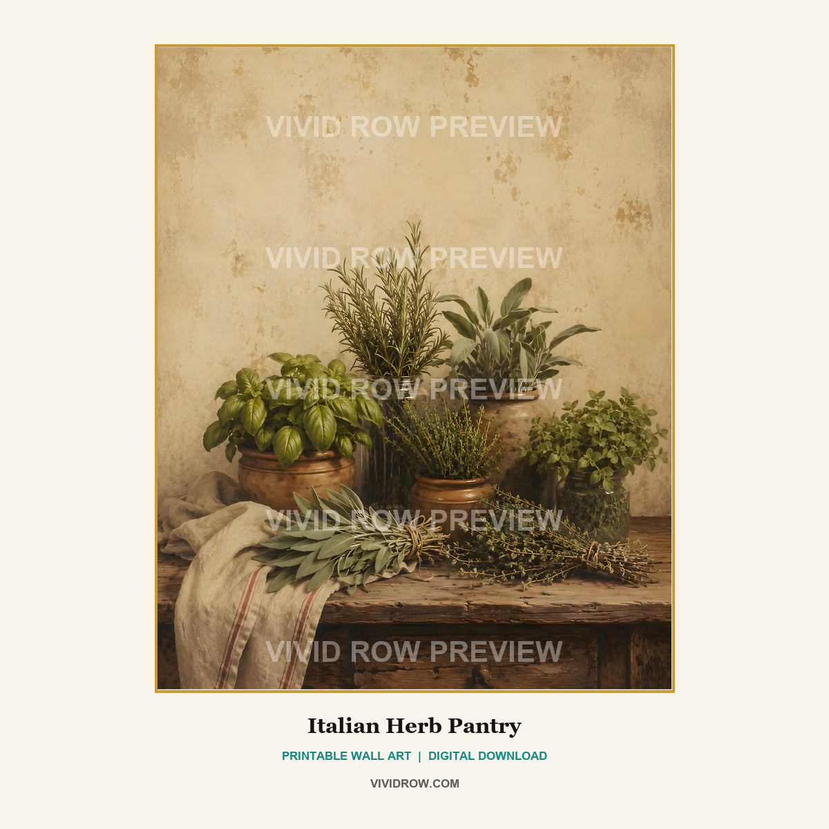 La Cucina Antica Printable Kitchen Wall Art Collection artwork preview 6 by Vivid Row