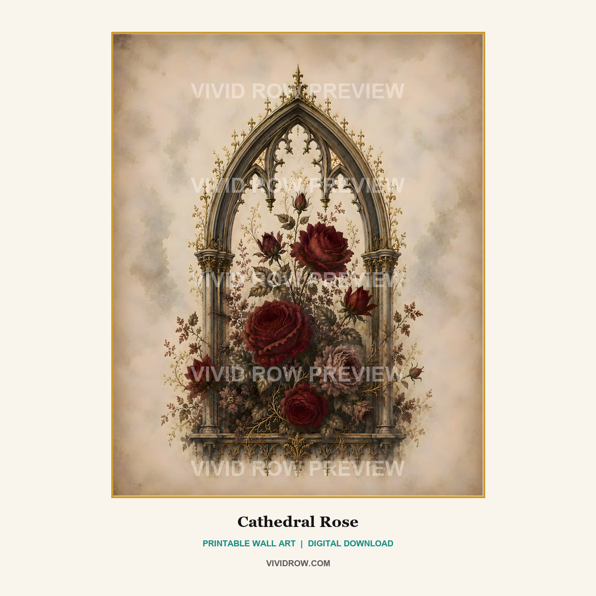 Noir Cathedral Botanicals Printable Wall Art Set artwork preview 3 by Vivid Row