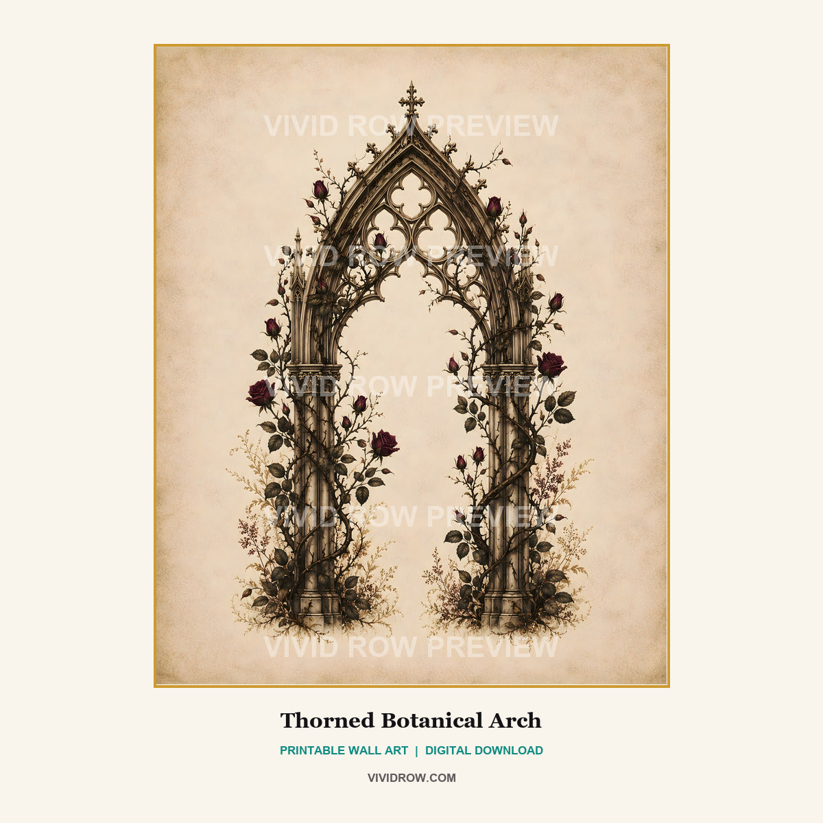 Noir Cathedral Botanicals Printable Wall Art Set artwork preview 6 by Vivid Row