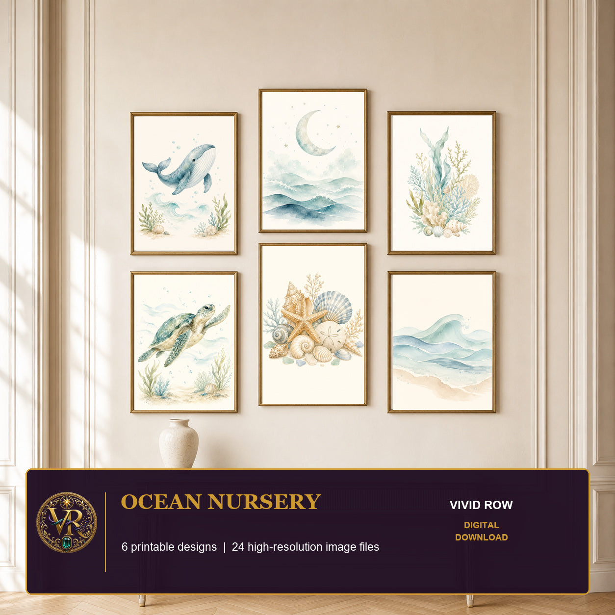 Ocean Nursery Printable Wall Art Set by Vivid Row