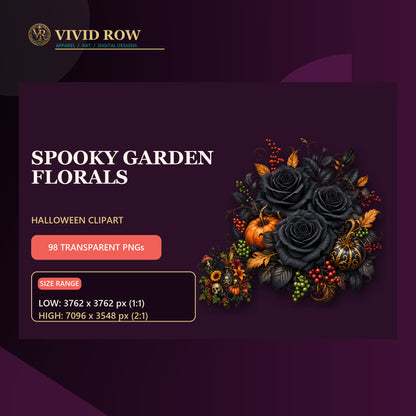 Spooky Garden Florals Clipart Bundle