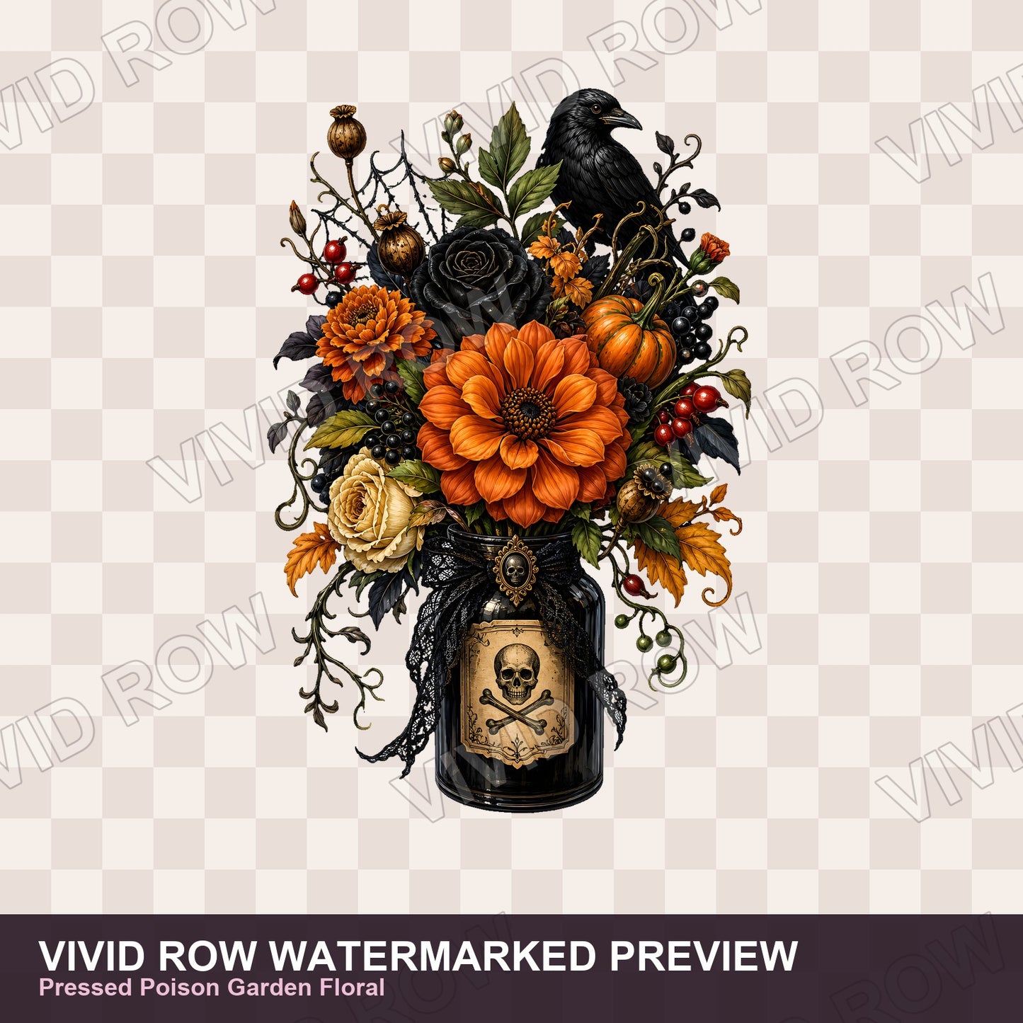Spooky Garden Florals Clipart Bundle