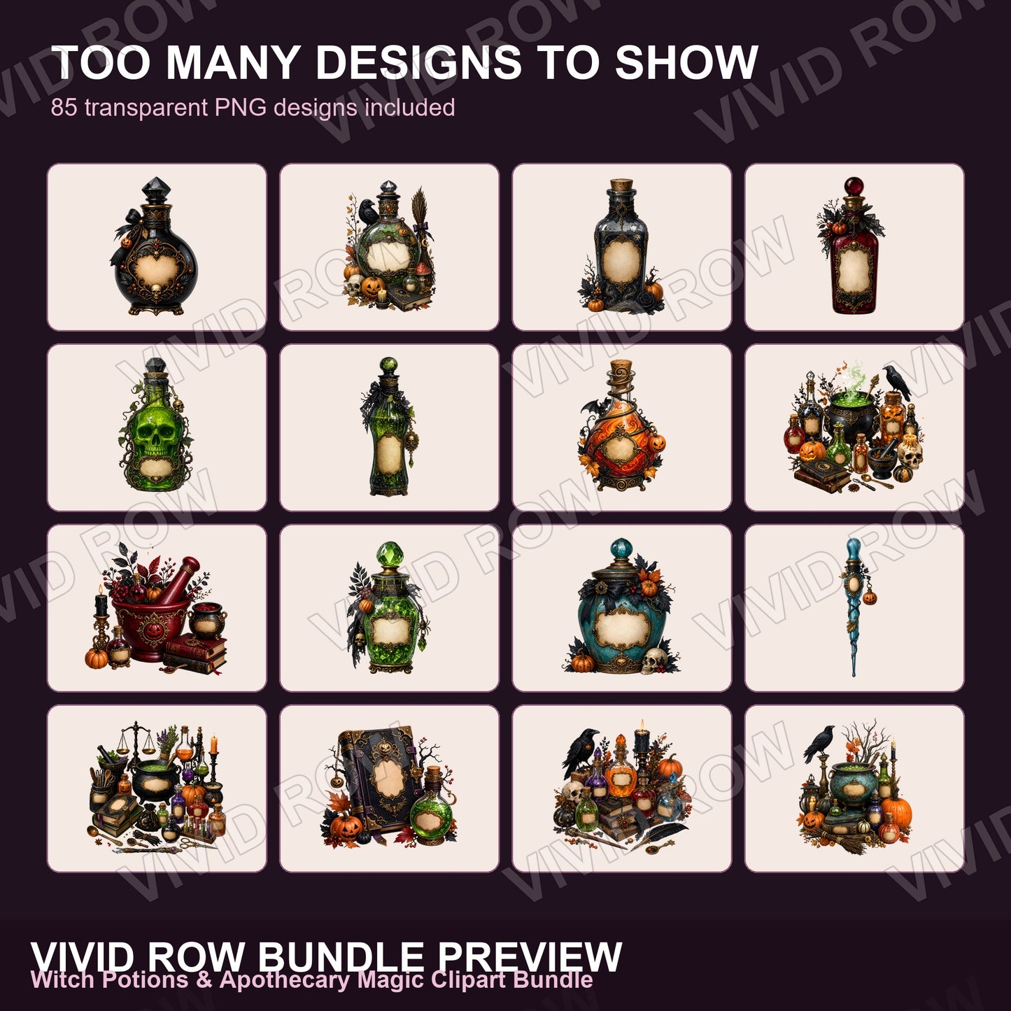 Witch Potions & Apothecary Magic Clipart Bundle