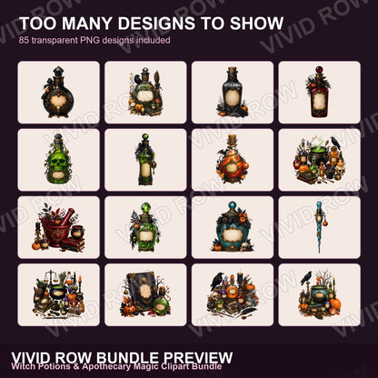 Witch Potions & Apothecary Magic Clipart Bundle